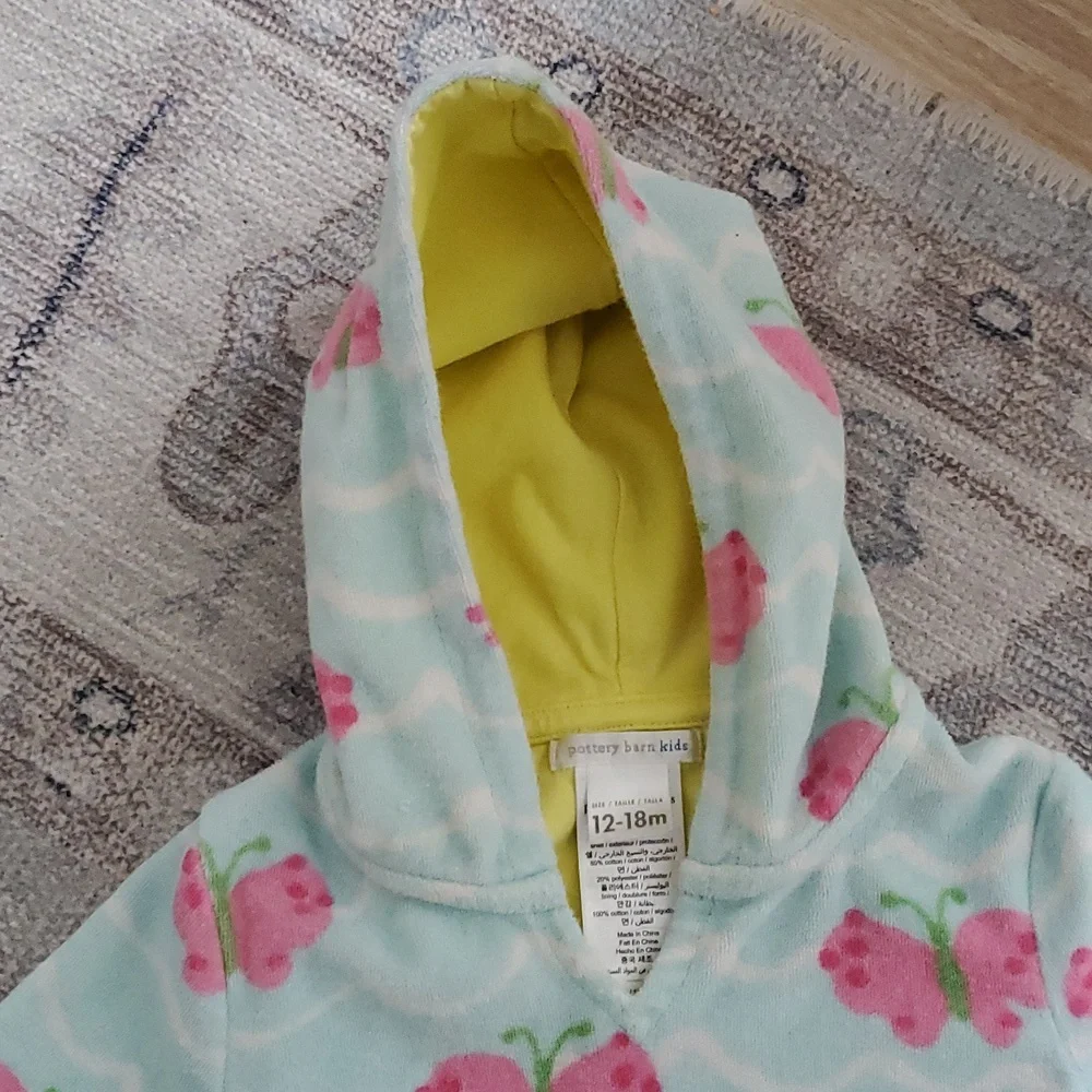 Pottery Barn Kids Baby Girl Terry Hooded Swim Cover-up Sz12-18m